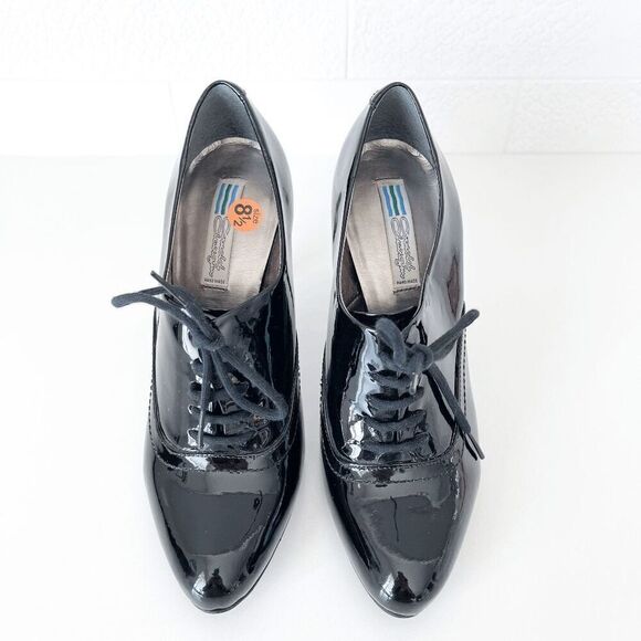 Arnold Churgin Womens Patent Leather Lace Up Heeled Stiletto Black Size 8.5 - Picture 6 of 6